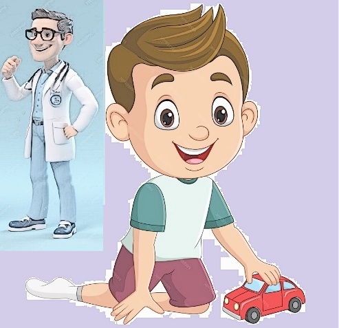 Uncle and child with the toy car