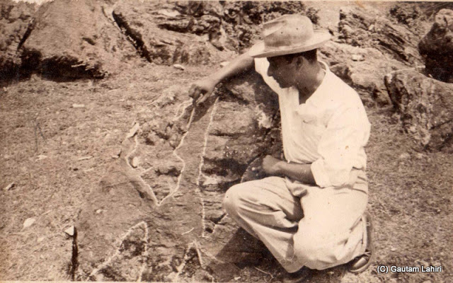 My geologist father examining a rock formation at Bageshwar, Uttarakhand