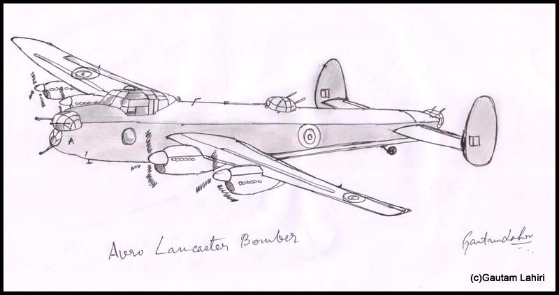 avro lancaster 1941 drawn by Gautam Lahiri