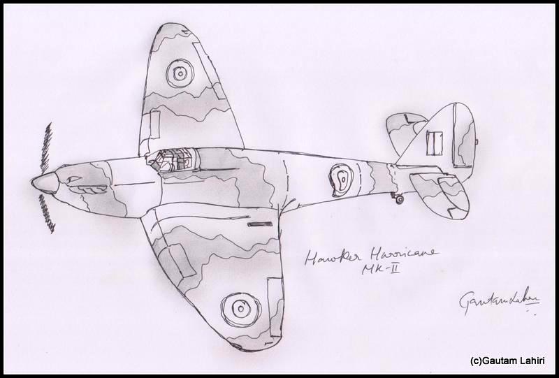 hawker hurricane 1935 drawn by Gautam Lahiri