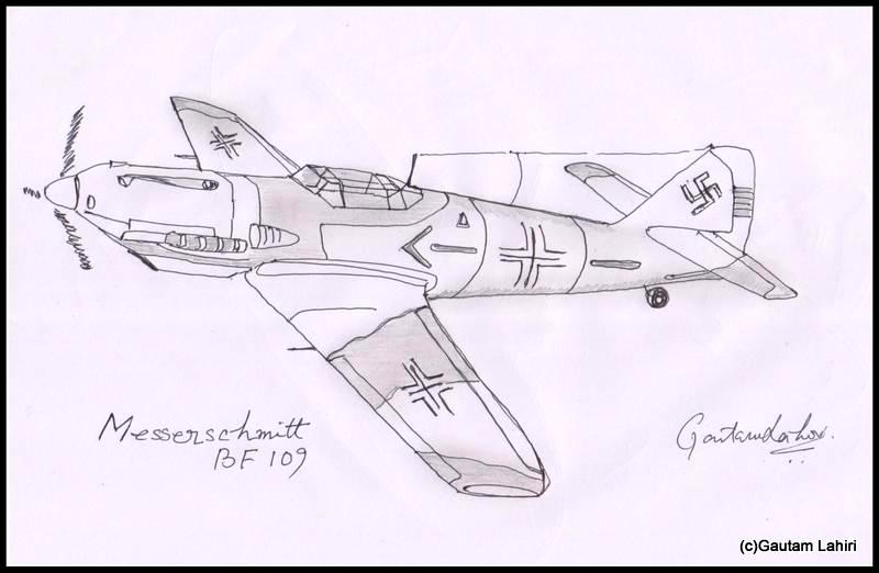messerschmitt me bf 109 1935, drawn by Gautam Lahiri