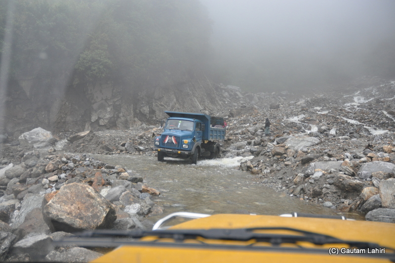 The army dumper which we saw unloading load that saved our lives on our way back at Tashi Viewpoint, Sikkim by gautam lahiri