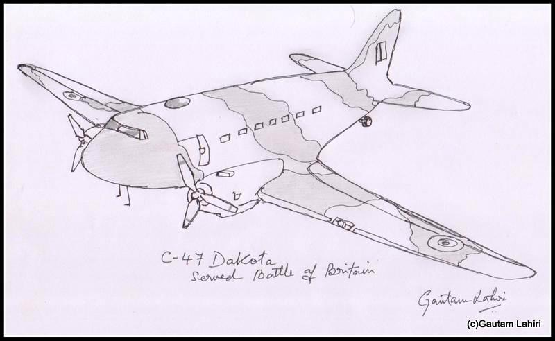 c47 dakota 1941 drawn by Gautam Lahiri