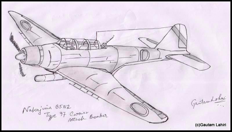 nakajima b5n2 kate 1937, drawn by Gautam Lahiri