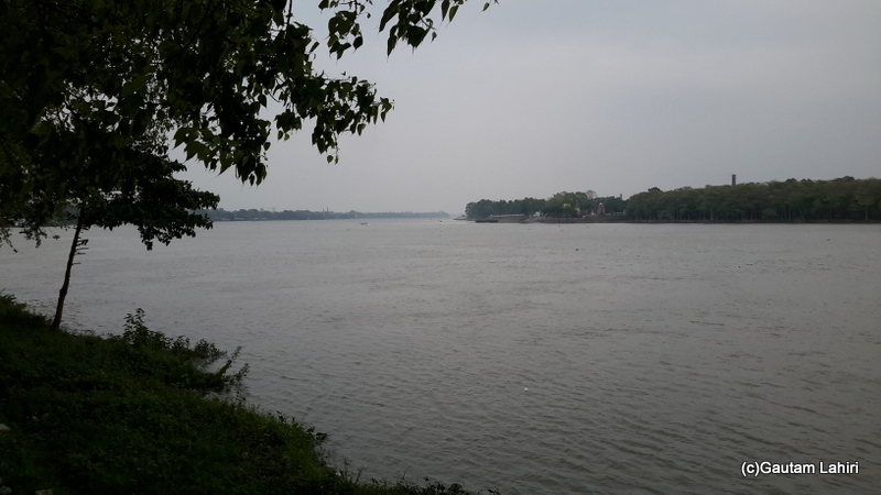 The wide river formed a crescent shape as she turned right from the town. As the banks looked like a moon, from the top, few say that the town got its name 'Chanda' which means moon in Chandannagar by Gautam Lahiri
