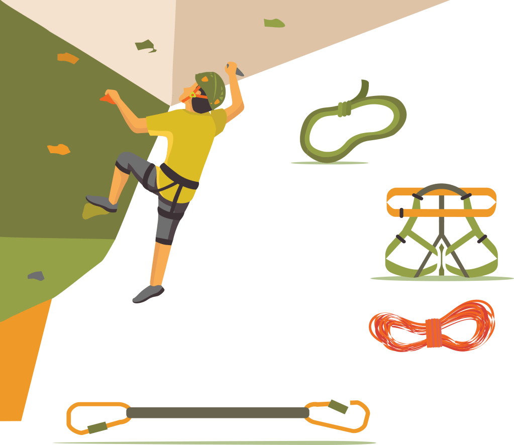 The carabiners that are lifelines for a climber as he makes his way across the jagged rock face as the climber climbed the Sirkabad hills, at Purulia, West Bengal, India by Gautam Lahiri