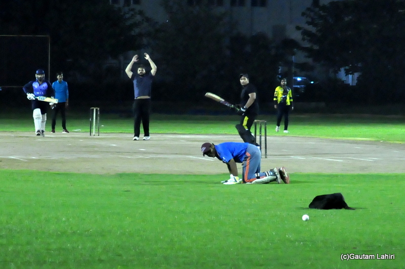 Ball is hit by batsman towards fine leg in cricket by Gautam Lahiri