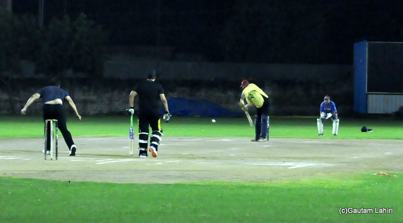 The batsman pushes the ball in cricket by Gautam Lahiri