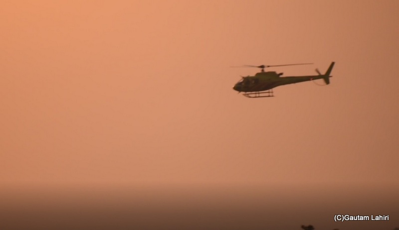 Helicopter take off / landings at Katra, Jammu.