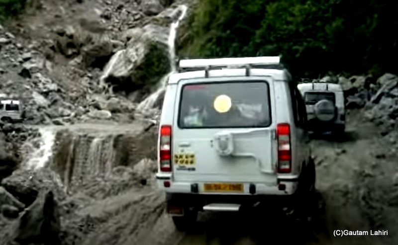 Gautam Lahiri driving on the dangerous roads of Yumthang Valley, Sikkim, India.