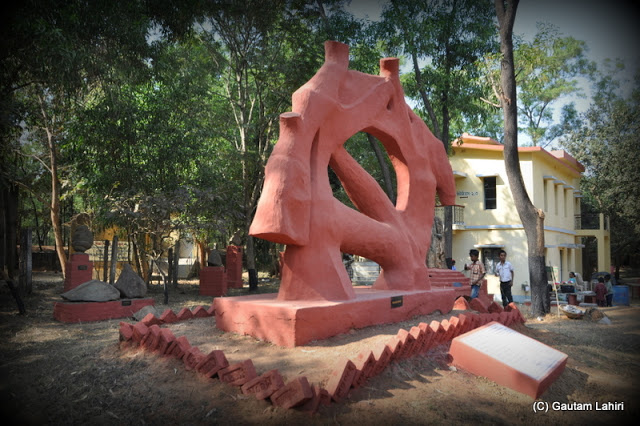 A pink structure on the museum ground  at Santiniketan, West Bengal, India by Gautam Lahiri