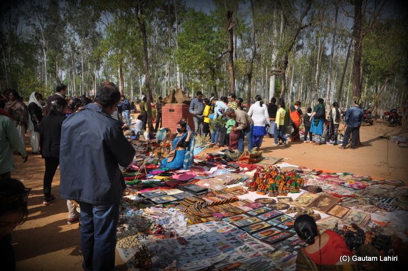 Colorful bags and mud-baked items on display  at Santiniketan, West Bengal, India by Gautam Lahiri