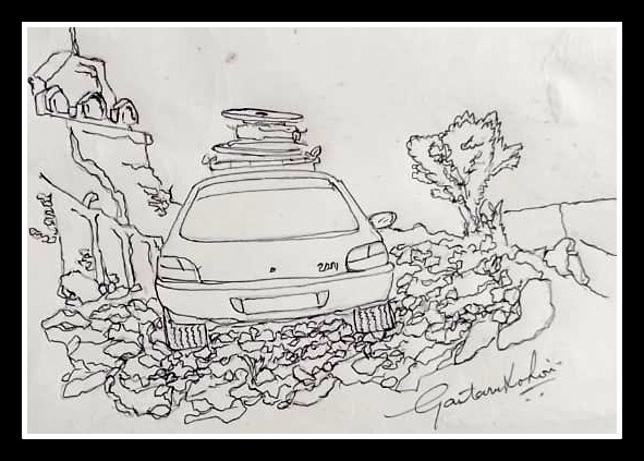 Zen climbing the broken road of Golconda fort