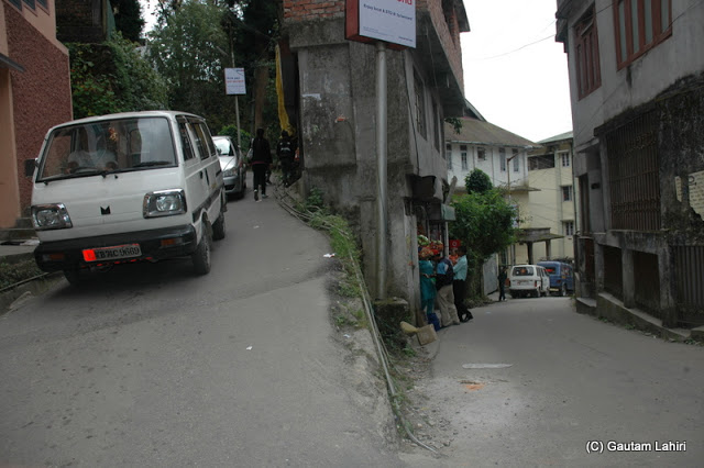 Typical Darjeeling road with sharp turns  at Darjeeling, West Bengal, India by Gautam Lahiri