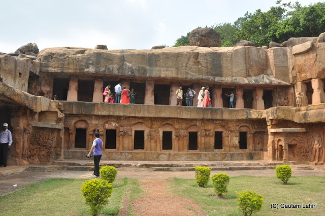 Rani Gumpha, the cave 1, as they say, has exquisitely designed sculptures and offered air-conditioned ambient air when we climbed into it  at Bhubaneshwar, Odissa, India by Gautam Lahiri