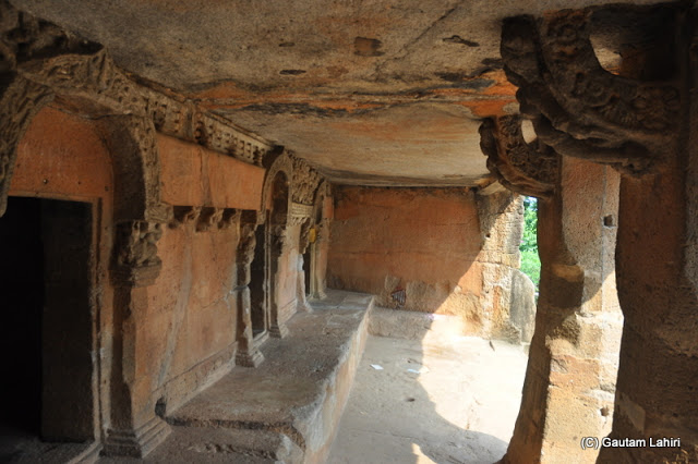 The low ceiling cave quarter had a unique capability here, anyone standing on this bench and speaking could be heard far away due to the resonance the sound created.The tick was a vacuum created on the roof which spread the sound waves  at Bhubaneshwar, Odissa, India by Gautam Lahiri