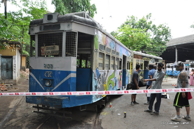A Calcutta Tramways tram parked at Ballygunge tram terminus, Kolkata, West Bengal, India by Gautam Lahiri