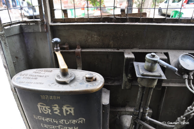 The driver's cockpit of a tram of Calcutta Tramways by Gautam Lahiri at Kolkata, West Bengal, India