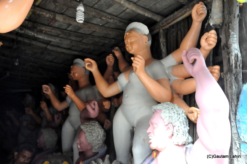 Idols being painted at Kumartoli, north Kolkata by gautam lahiri