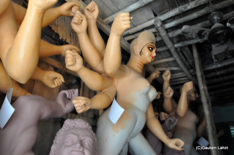 Idols being painted at Kumartoli, north Kolkata by gautam lahiri