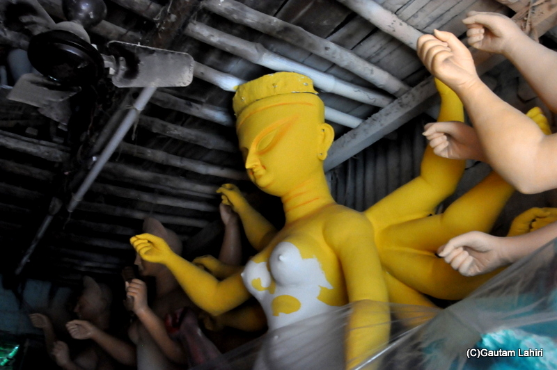 Idols being painted at Kumartoli, north Kolkata by gautam lahiri