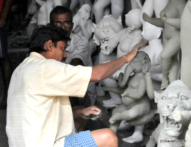 Idols being given the shape at Kumartoli, north Kolkata by gautam lahiri