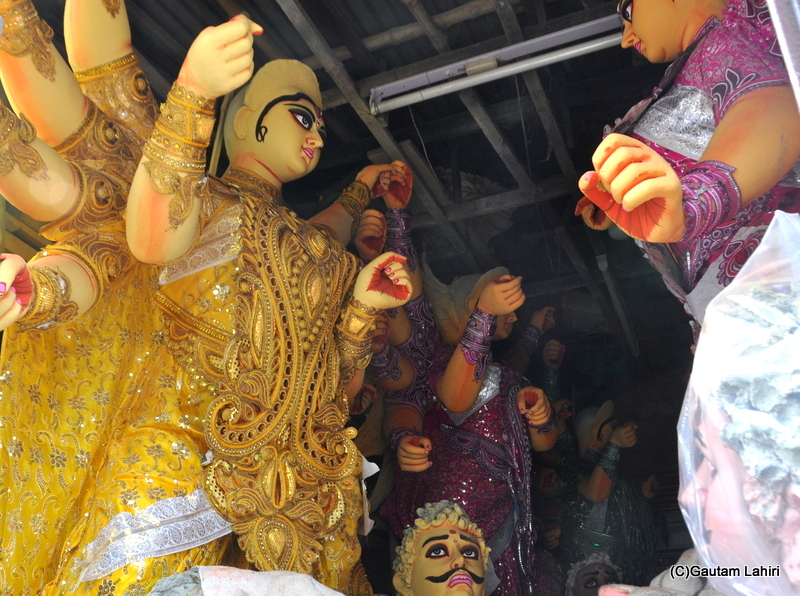Goddess Durga idol at Kumartoli, or Kumortoli, Kolkata, West Bengal, India by gautam lahiri