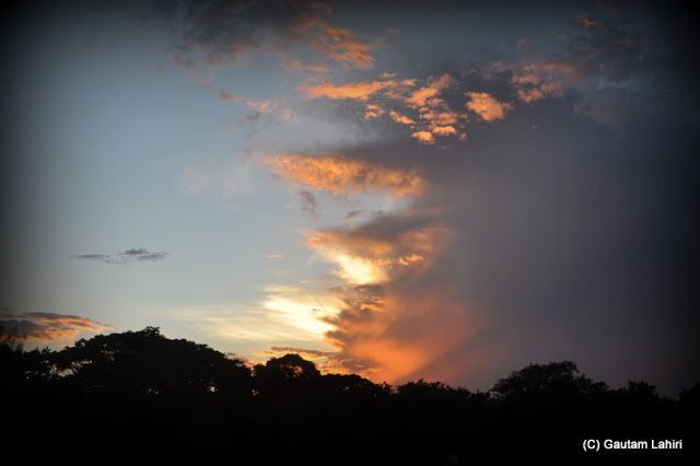 We bid goodbye to Konark as the setting sun paints the sky with vibrant colors over the descending darkness  at Puri, Odisha, India by Gautam Lahiri