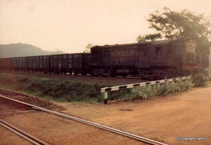 The wagon train blasting through the level crossing in Betla forest reserve, in Jharkhand, India by Gautam Lahiri