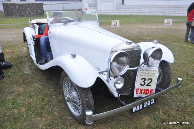 The long white bonnet of the 1933 Alvis housed her 20 HP 6 cylinder engine, was indeed making a bold statement  at Kolkata, West Bengal, India by Gautam Lahiri