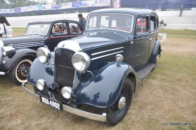 The two immaculately vintage regal ladies - 1936 Vauxhall DX, and 1936 Skoda Berlina, parked abreast, both housing a 15 HP, 4 cylinder mill  at Kolkata, West Bengal, India by Gautam Lahiri