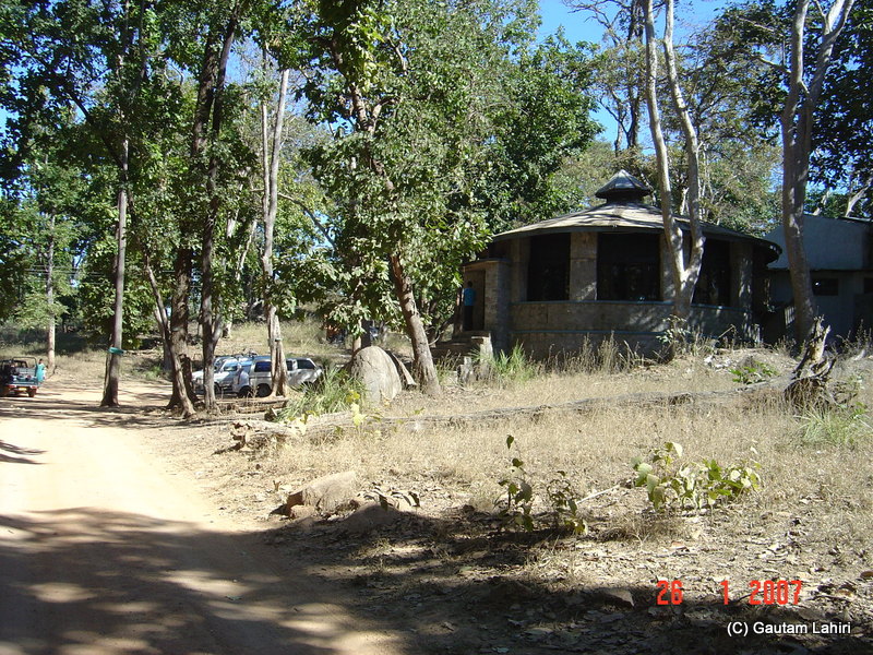 The globular structure was the Madhya Pradesh tourism restaurant which promised to serve us breakfast, lunch, and dinner. I had parked the Ambassador right in front at Kanha forest by Gautam Lahiri