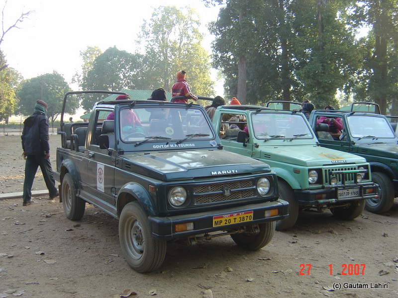 The Gypsy brigade at the museum parking as visitors got a chance to see the natural life that existed in Kanha forest by Gautam Lahiri