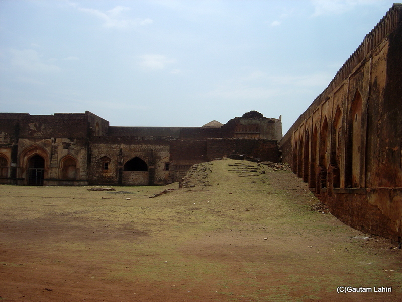Tarkash mahal stood at the edge of a huge ground. The far away dome was one of the entrances to the Bidar fort by Gautam Lahiri