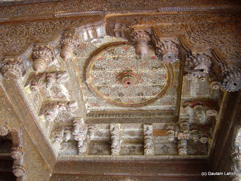 Carved out of wood, the ceiling was fascinating. The precision and artistic touch lay all over the great palace. We were looking at some of the finest creations of the Deccan trap at Bidar fort by Gautam Lahiri
