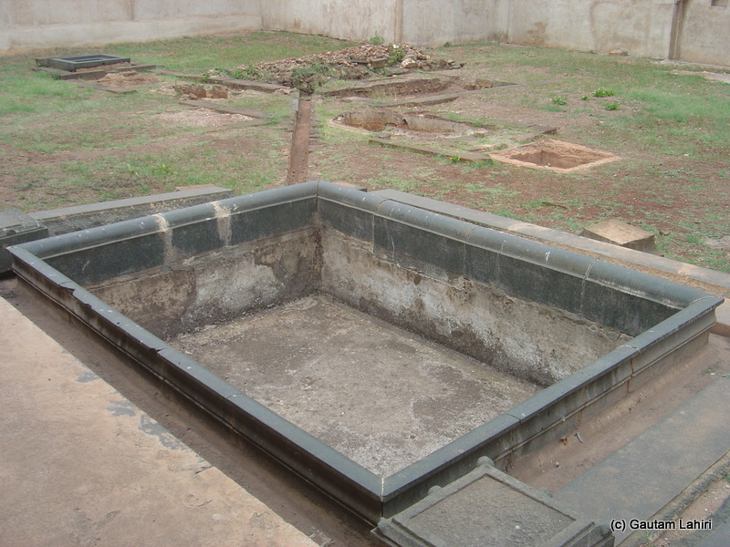 Fountains lay sculpted into the bedrock of the Rangeen Mahal. If we were to take a plunge back into the time of this place, we would be seeing women of the royalty, giggling, or playing with water and colours to their heart's content. The fountain now lay dried as a desert and stared back at the 21st-century visitors with awe at Bidar fort by Gautam Lahiri