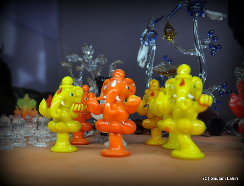 Glass models of Ganesha at poush mela in Santiniketan, West Bengal, India by Gautam Lahiri