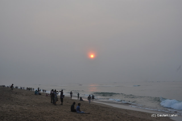 The young sun just when it arrived  at Puri, Bhubaneshwar, Odisha, India by Gautam Lahiri