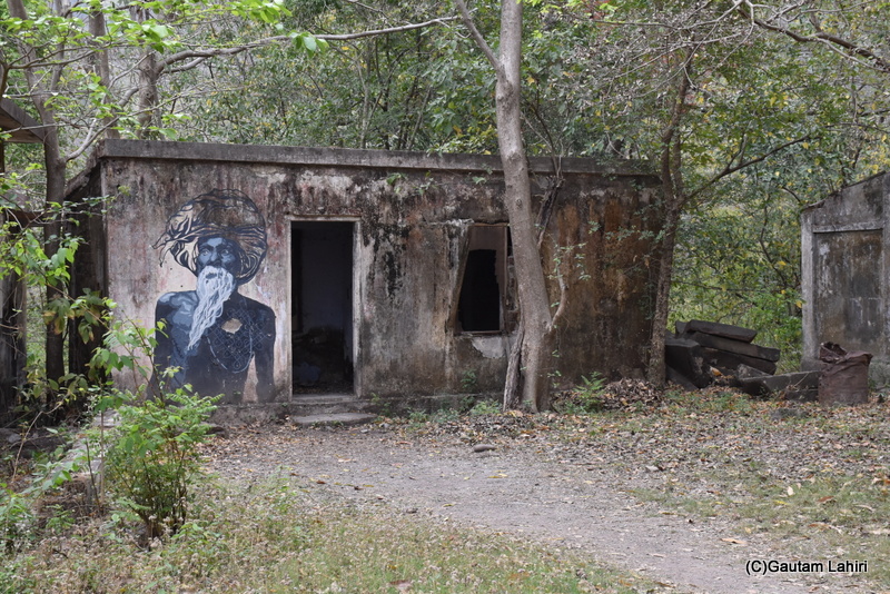 A graffiti painted abandoned building beside the student's quarter, Chaurasia Kutiya, Rishikesh by gautam lahiri