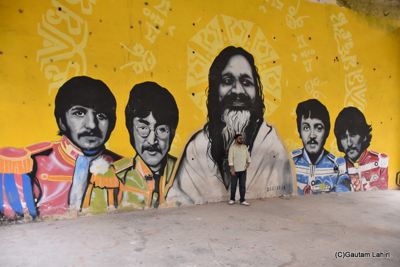 The conference room with Beatles and Mahesh Yogi graffiti, Chaurasia Kutiya, Rishikesh by gautam lahiri