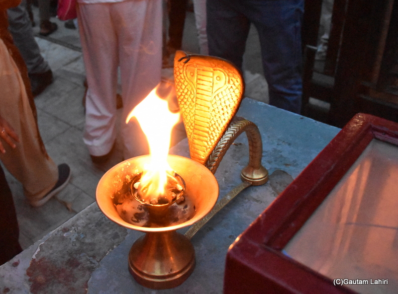 The pradip with the sacred fore at Ganga aarti, Rishikhesh by gautam lahiri