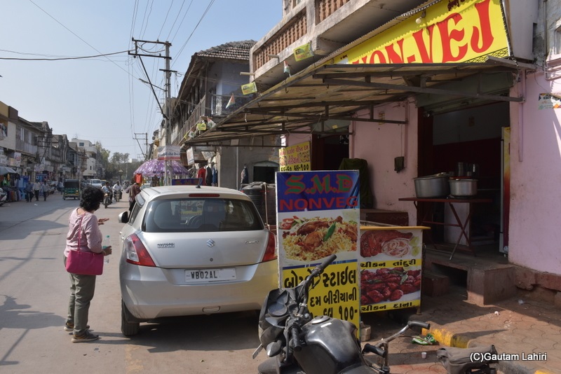 We finally got a nonveg roadside restaurant in this small town of Gondal before heading to the Palace by gautam lahiri