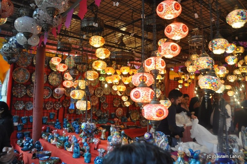 Turkish lanterns hanging at SurajKund Exhibition by gautam lahiri